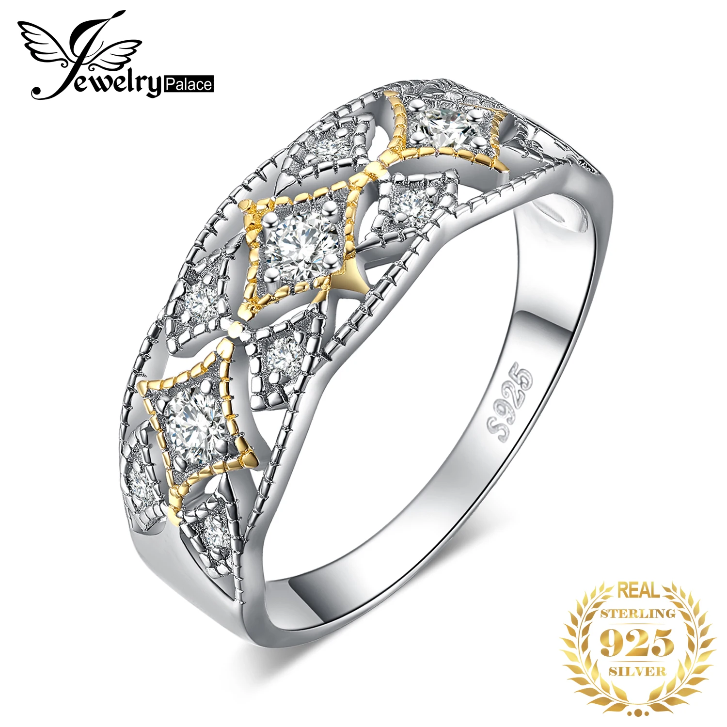 JewelryPalace 925 пробы серебро Винтаж филигрань фианит себе кольцо Best подарки для