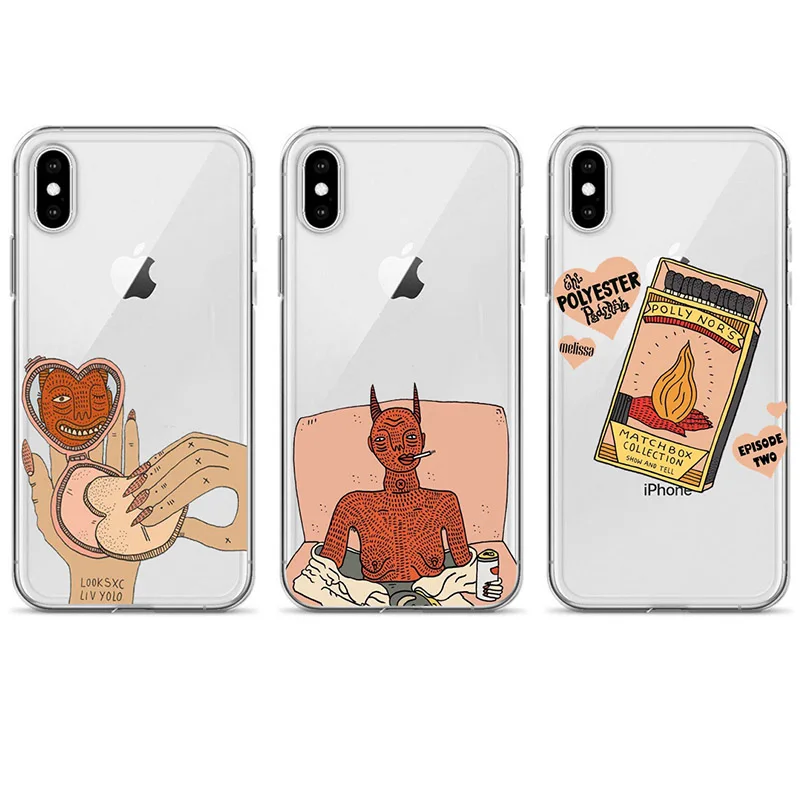 

Polly Nor Art Abstract Design TPU Silicone funnds Transparent Phone Case for iphone X XS MAX 6 6s 7 8 Plus 5s XR Cover Cases