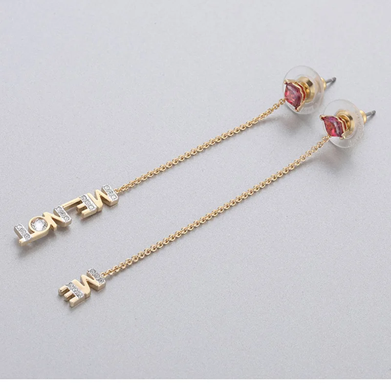 PANDOO Fashion Charm Sterling Silver Original 1:1 Copy, Romantic Letters Long Paragraph Wild Earrings Women Luxury Jewelry Gifts