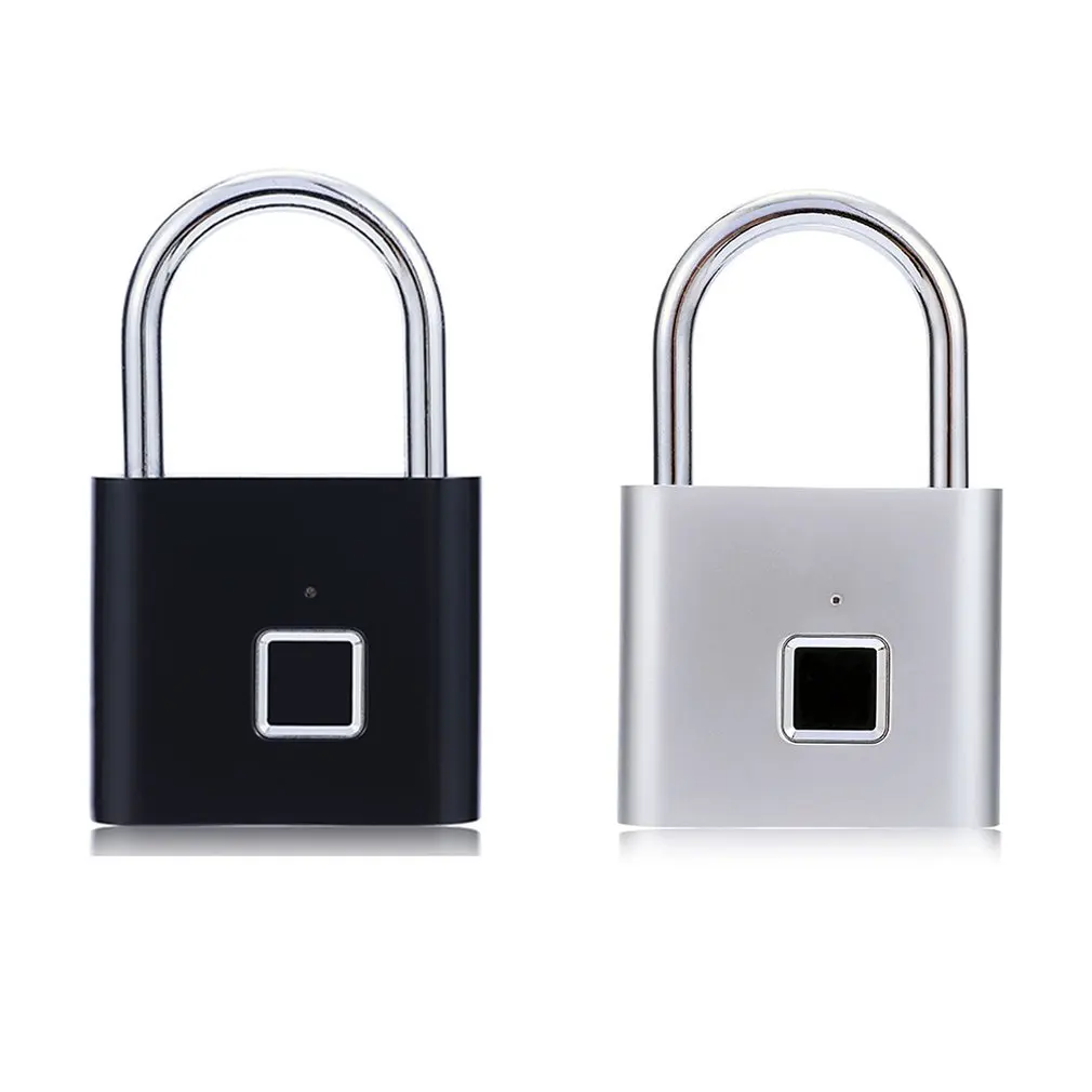 

Black silver Keyless USB Rechargeable Door Lock Fingerprint Smart Padlock Quick Unlock Zinc alloy Metal Self Developing Chip