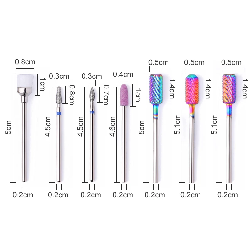 KALIBUR 7 шт. набор керамических алмазных сверл для ногтей с коробкой фреза для маникюра, педикюра, гель-лака, электрический аппарат для очистки ногтей