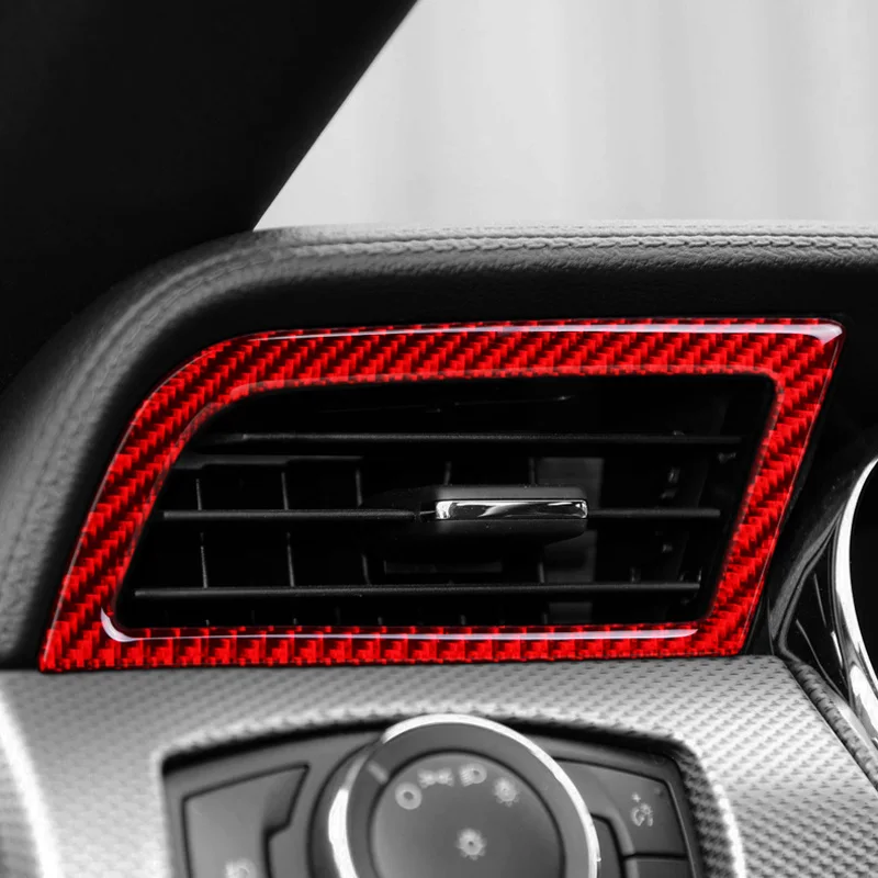 Carbon Fiber 2pcs Car Air Outlet Trim Frame Cover For Ford Mustang 2015-2019 Interior Accessories Car-Styling Red |