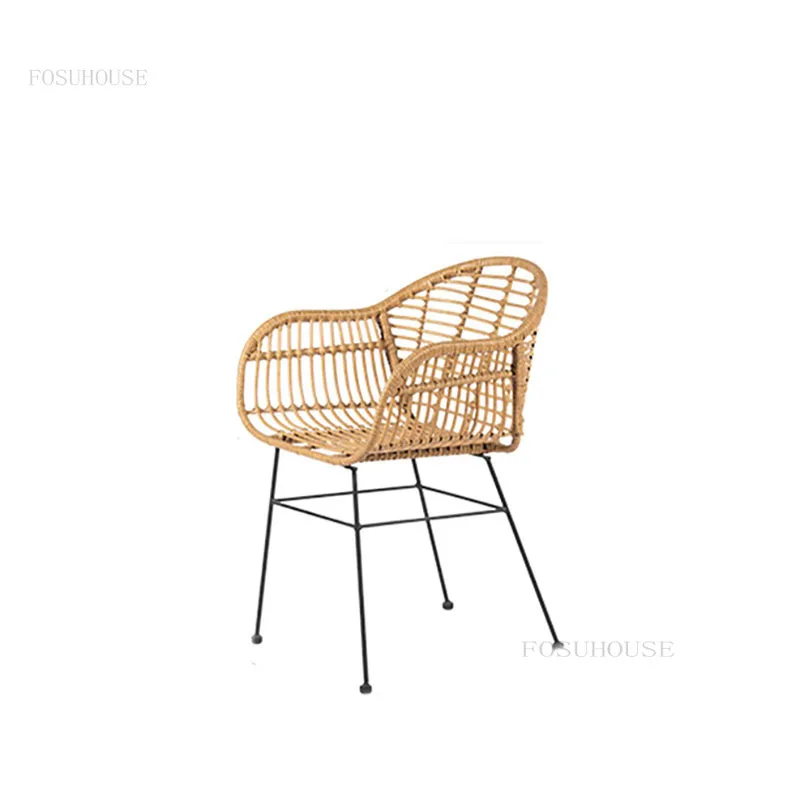 Nordic Living Room Sets Wrought Iron PE Rattan Woven Chair Leisure Home Balcony Outdoor Chair Living Room Furniture 2-piece Set