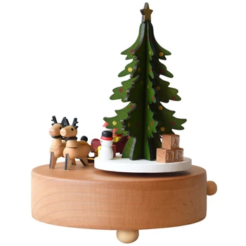 

Christmas Music Box, Wooden Music Box Christmas Tree Girl Musical Box for Birthday Wedding Christmas