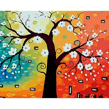 

Flower Tree Oil Painting By Numbers For Adults DIY Gift Home Decoration Art Picture By Number Diy Framed On Canvas
