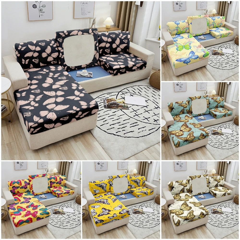 Coprisedile per divano con farfalle protezione elastica per mobili 1-4  posti per fodere per cuscini per divano ad angolo per soggiorno - AliExpress