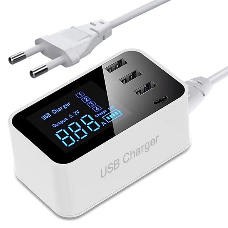 3 C-быстрая зарядка, 2,0, Smart type C, USB зарядное устройство, концентратор, настенное зарядное устройство, светодиодный дисплей, быстрая зарядка для мобильных телефонов, для Iphone, samsung, USB A