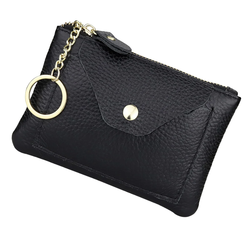 1pc Mini Tote Bag Multi-function Zipper Coin Purse PU Wallet Portable for Ladies (Black) | Украшения и аксессуары