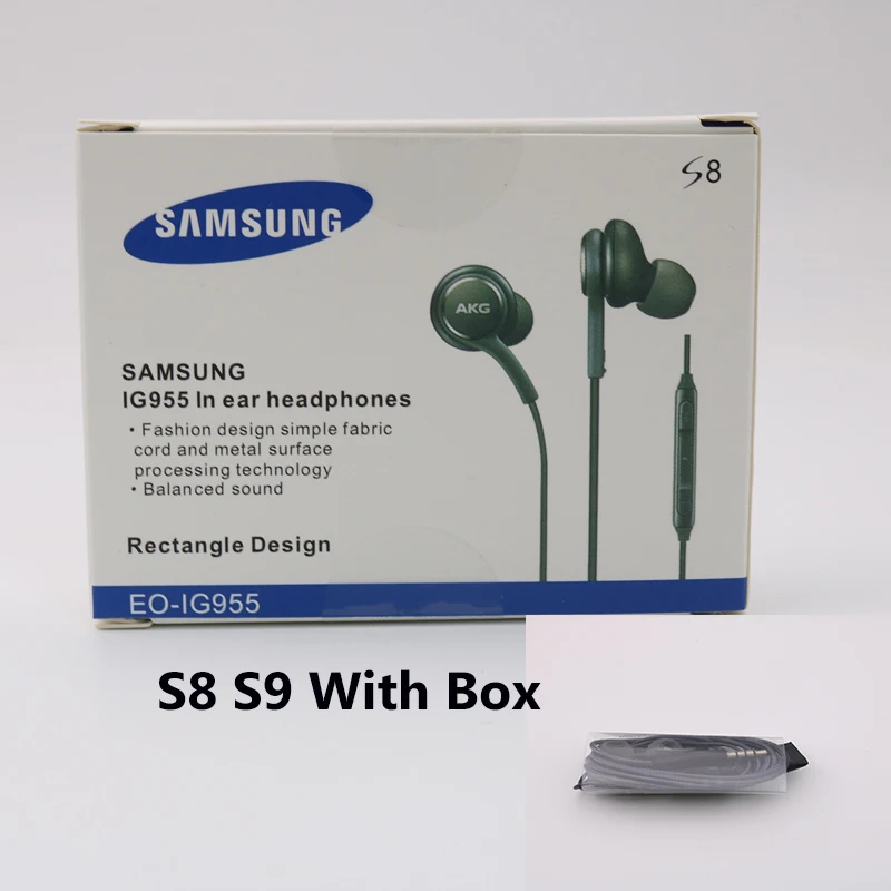 Наушники AKG EO IG955 в уши 3,5 мм/тип-c с микрофоном Проводная гарнитура для SAMSUNG Galaxy note10 S10/S10+ S9 S8/S8+ S7 huawei xiaomi - Цвет: S8 S9 black with box