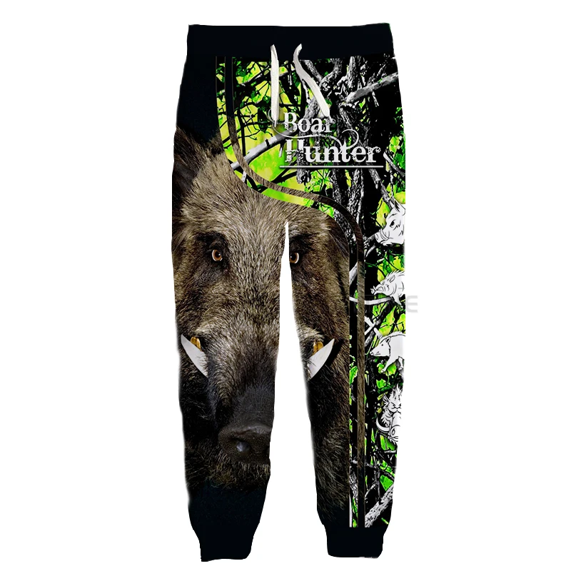 New Fashion Hunting Graphic Spring Autumn Winter Hip Hop Casual Brand 3D Print Boar Pants Polyester v9 gray sweatpants