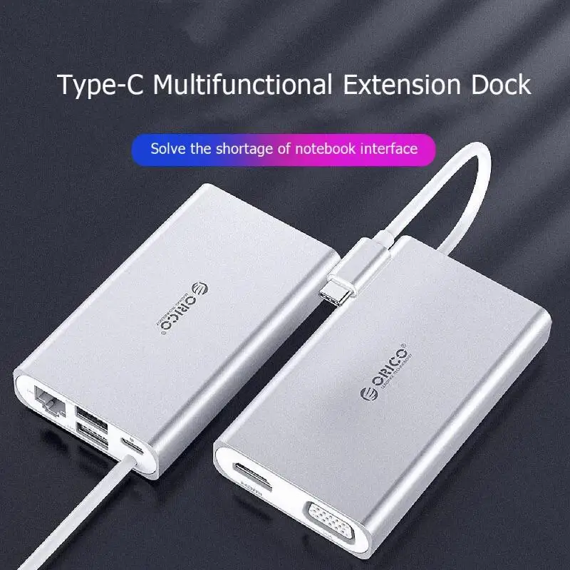 ORICO ADS2-R type-C док-станция Многофункциональный USB-C-HDMI VGA RJ45 концентратор PD зарядное устройство сетевой конвертер для ноутбука телефона ПК