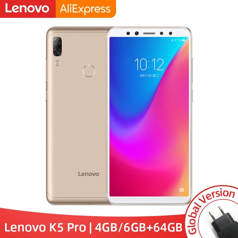 Глобальная версия lenovo K5 Pro 6 ГБ 64 Гб Смартфон Snapdragon636 Octa Core четыре камеры 5,99 дюймов 18:9 4 аппарат не привязан к оператору сотовой связи 4050 мА/ч, мобильный телефон