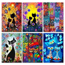

RUOPOTY Oil Painting By Number Cat Kits Handpainted Picture By Number Animal Drawing Paint On Canvas Home Decor Gift
