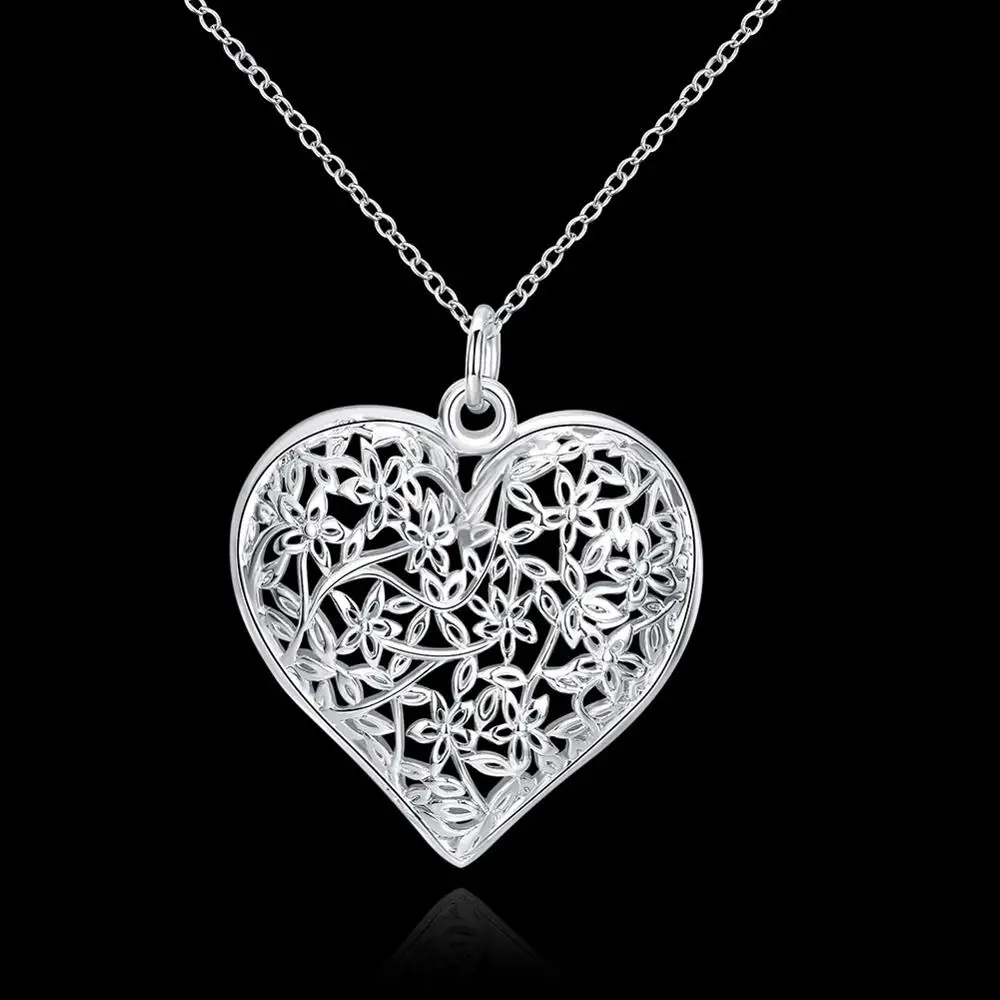 925 пробы Серебряное Очаровательное ожерелье в форме четырехлистного клевера, женское свадебное ожерелье в форме сердца с крестиком - Цвет камня: Янтарь