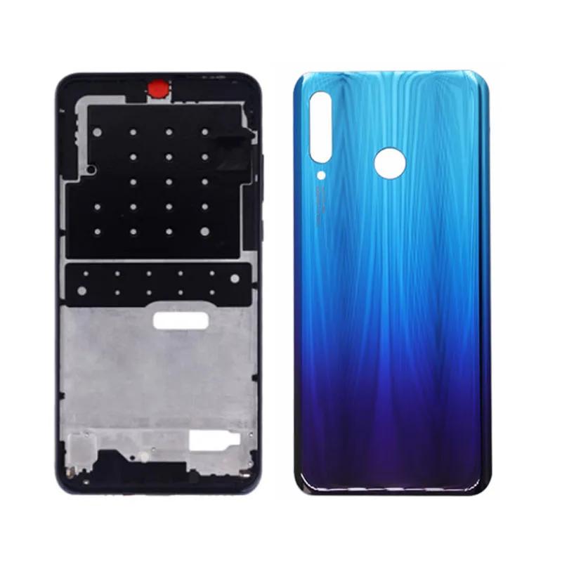 Для huawei P30 Lite/nova 4e крышка батареи корпус Стекло задняя дверь+ пластина средней рамы с ободком Лицевая панель Передняя ЖК-поддержка - Цвет: 2 together blue