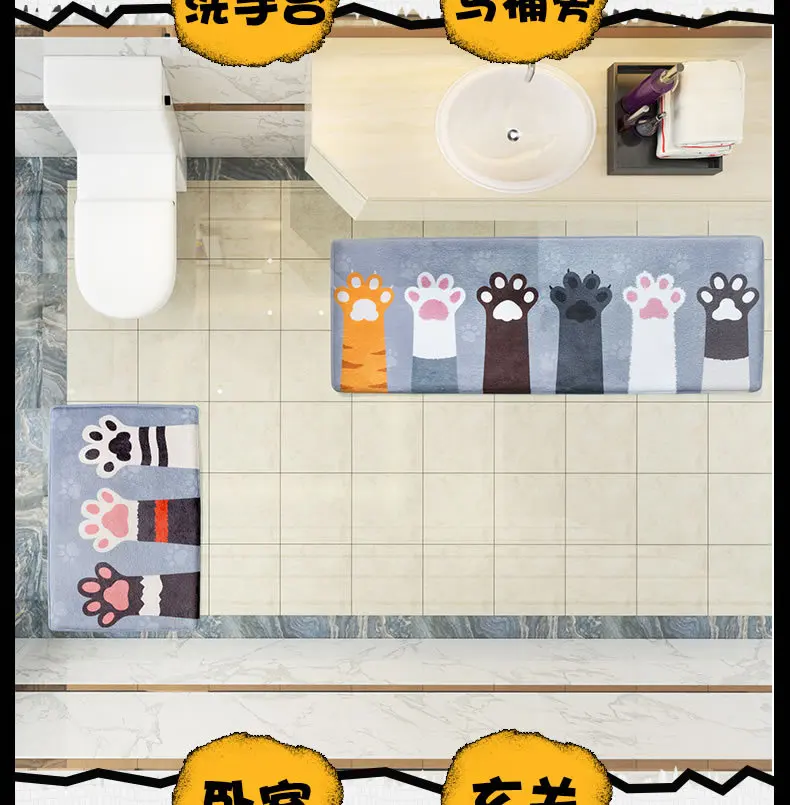 Милый мультяшный коврик с когтями кошек ковер изображением рыбок игровой для