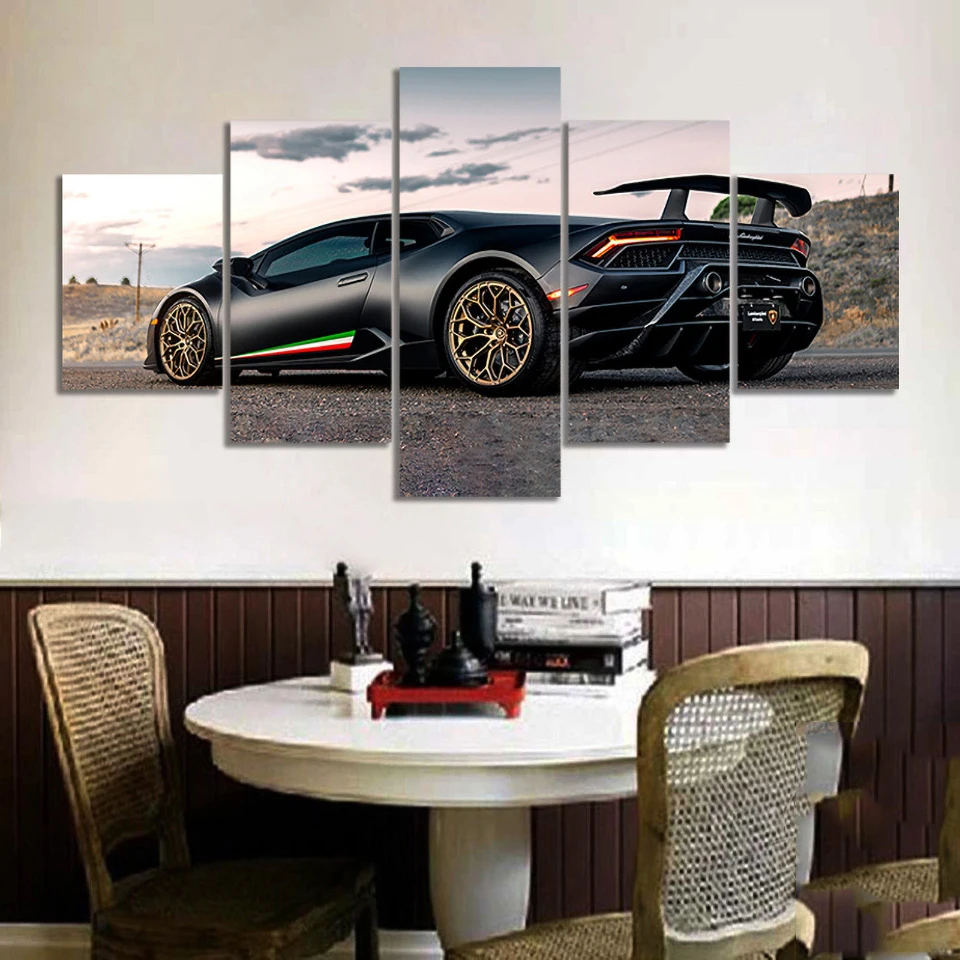 

No Framed Canvas 5Pcs Luxury Sports Car Posters HD Wall Art Pictures Decoration Living Room Accessories Home Decor Paintings