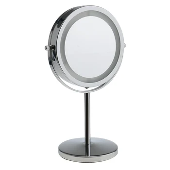 

New Dual Sides LED Light 5X Magnification Glass Mirror Table Contour Stand for Make Up Shaving Cosmetic
