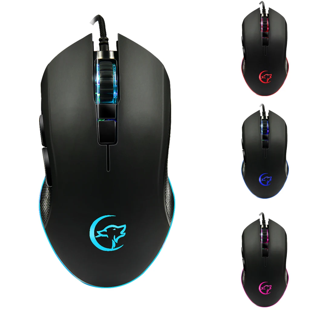 RGB Wired Gaming Mouse, Backlit Ergonomic Mice with Colorful Backlight modes up to 3200 DPI for PC Gamers