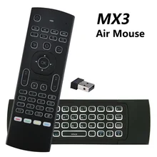 MX3 arkadan aydınlatmalı hava fare T3 akıllı ses uzaktan kumanda MX3L 2.4G IR öğrenme kablosuz klavye için Android TV kutusu