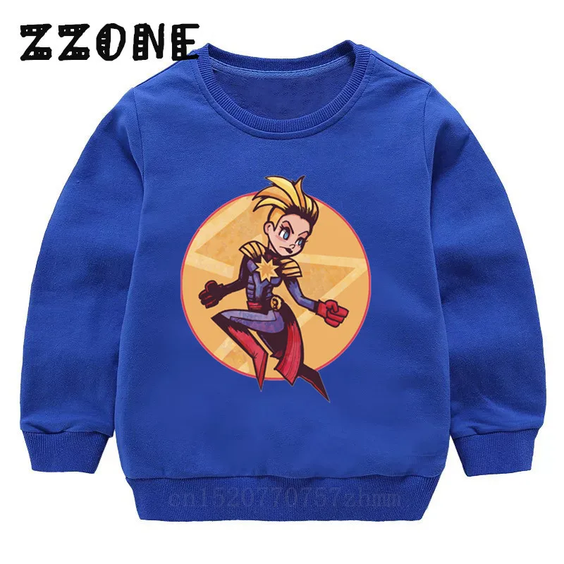 Детские толстовки с героями мультфильма «супергерой Капитан Марвел» детские толстовки детский хлопковый пуловер осенняя одежда для мальчиков и девочек KYT5232 - Цвет: 5232F-Blue
