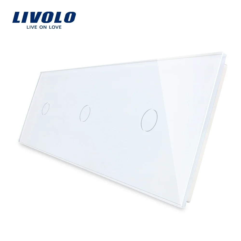 

Livolo Switch Plate Luxury Pearl Crystal Glass,223mm*80mm, EU Standard, Triple Panel,VL-C7-C1/C1/C1-11/12