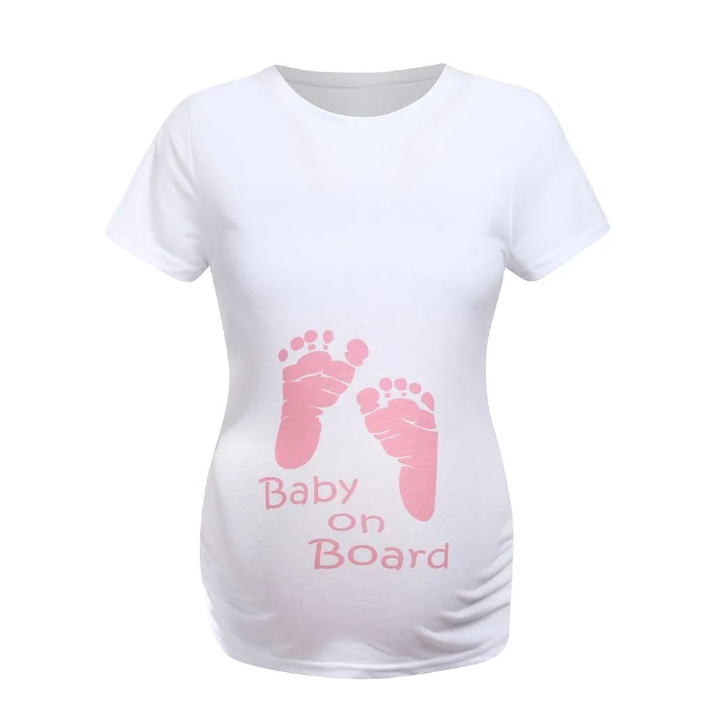 Женщины для беременных с коротким рукавом maternidad de algod n bragas embarazo ropa interio с буквенным принтом топы футболки Одежда для беременных# SS