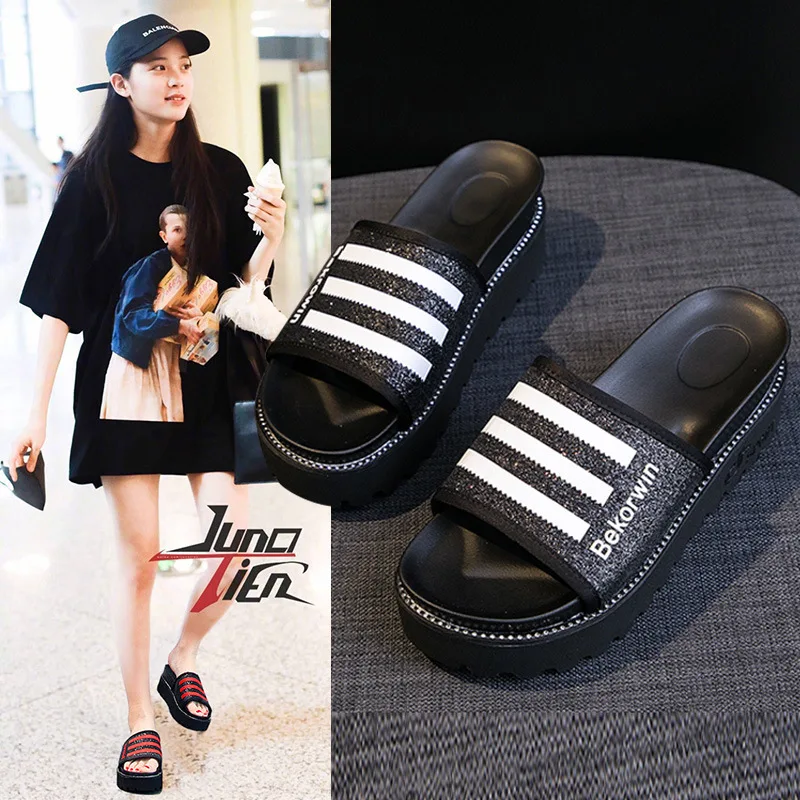 

CHIC Fairy Hong Kong Flavor Sports Sandals Women's Summer Flat Versatile Korean-style 2019 New Style Students Thick Bottomed San