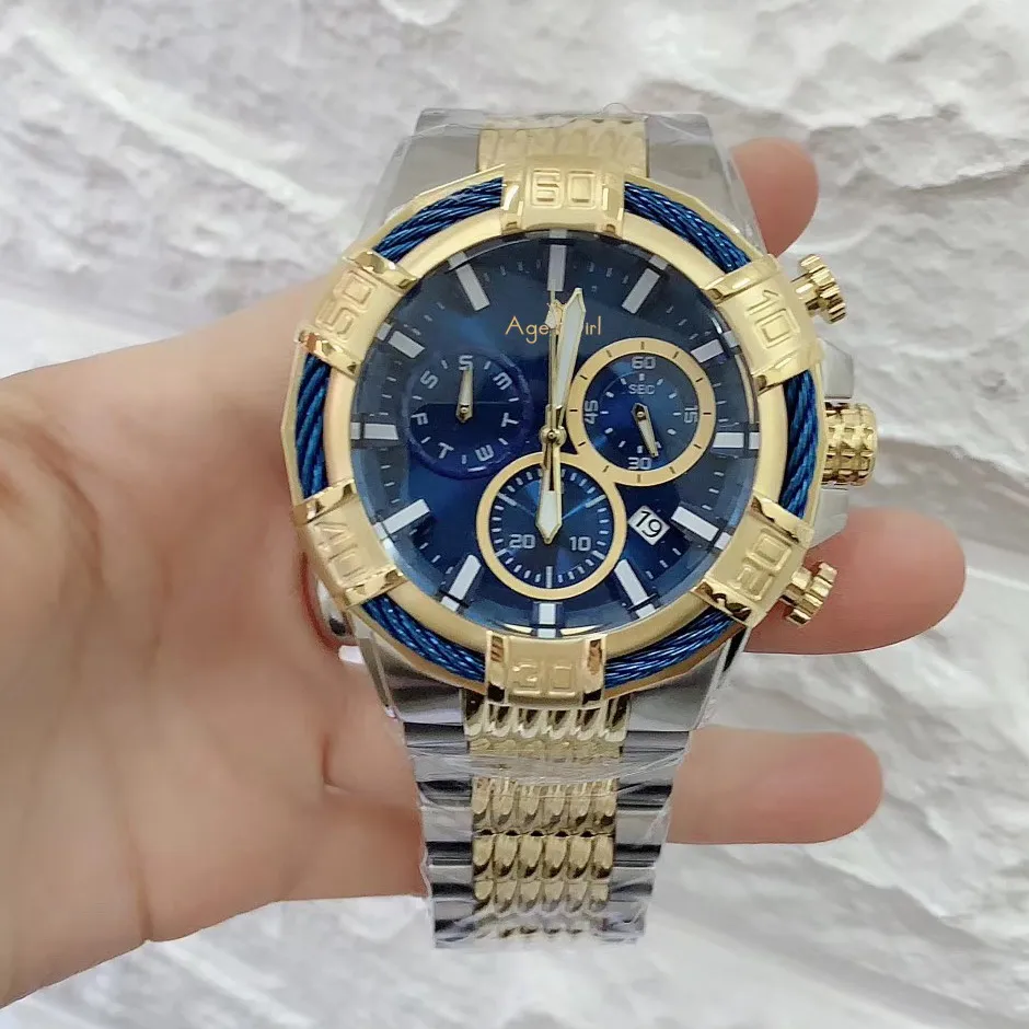  Luxury Brand New Men Watch Chronograph Stopwatch Sapphire Reserve Bolt Stainless Steel Luminous Sil