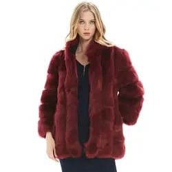 EFINNY/пушистое пальто из искусственного меха для женщин; зимняя теплая однотонная Меховая куртка с круглым вырезом и длинным рукавом;