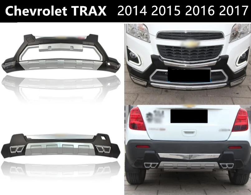

For Chevrolet TRAX 2014 2015 2016 2017 Front & Rear Guard Bumper Protector Anti-impact Plate High Quality Brand New ABS Car Accessories