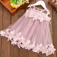 Платье для девочек Девушки Сладкий топ с кружевом платье трехмерной печати лепестки дети мини-юбка принцессы для маленьких девочек одежда