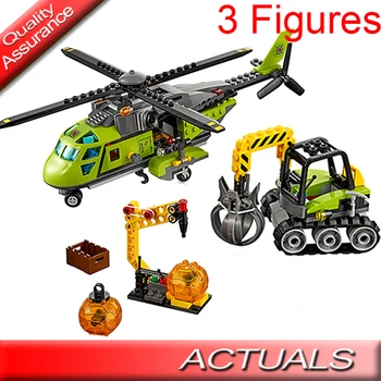 

348pcs Building Blocks City Series Volcano Supply Helicopter Geological Prospecting Blocks Children Toys Model Bricks Toys Gift