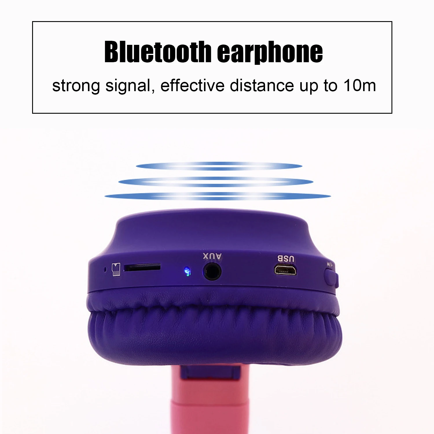 Vococal Cute Cat Headphone Foldable Over Ear Bluetooth 5 0 Headset with LED Light Support TF Card for Kids Christmas Xmas Gifts