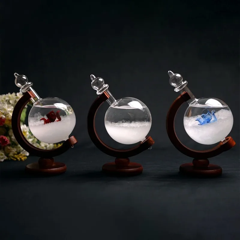 Storm Glass Bottle Creative Globe-Shaped Desktop Weather Station Weather Predictor Transparent Ball Storm Glass Home Decor Storm Glass Bottle Creative Globe-Shaped Desktop Weather Station Weather Predictor Transparent Ball Storm Glass Home Decor
