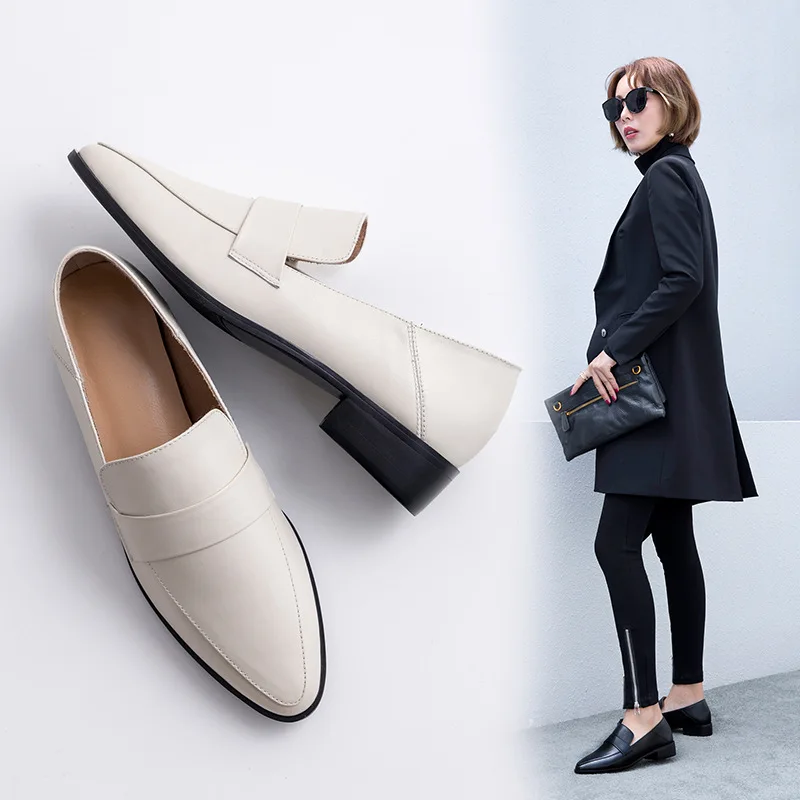 

2019 Spring New Style Pointed Toe Chunky Heel Deep-mouth Thin Shoes Women's Western Style Flat Heel Versatile Sexy Lazy Shoes Fa