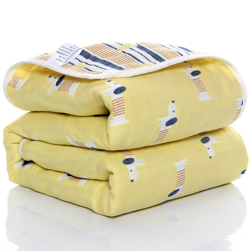 110*110cm Baby Blanket Newborn Wrap Blanket Thin Quilt Children's Bath Towel Six-layer Gauze Cotton Baby Crib Summer
