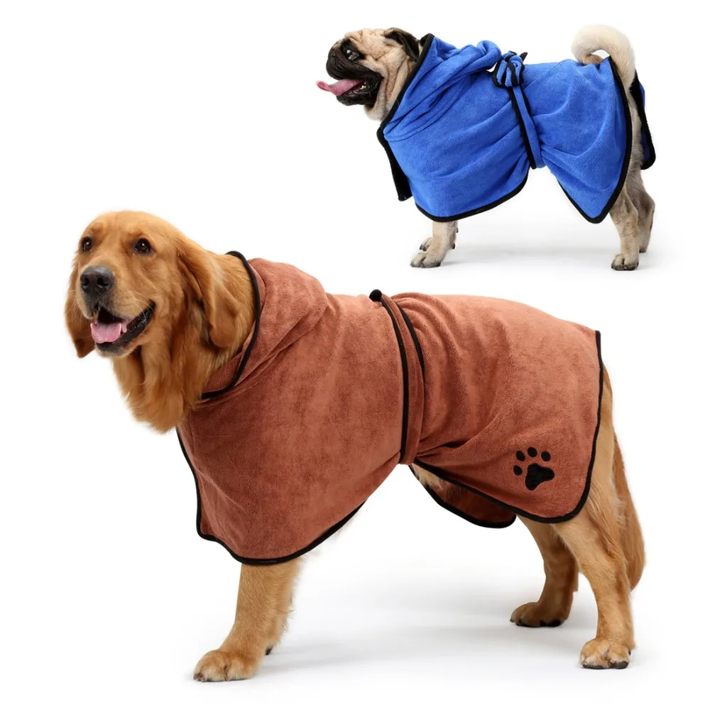 Dog Bathrobe XS-XL Pet Bath Towel for Small Medium Large Dogs 400g Microfiber Super Absorbent Drying |
