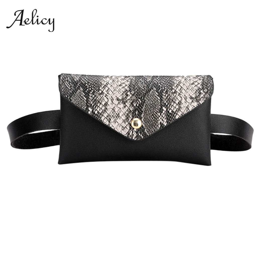 Aelicy Женская поясная сумка с змеиным узором из искусственной кожи Модный женский