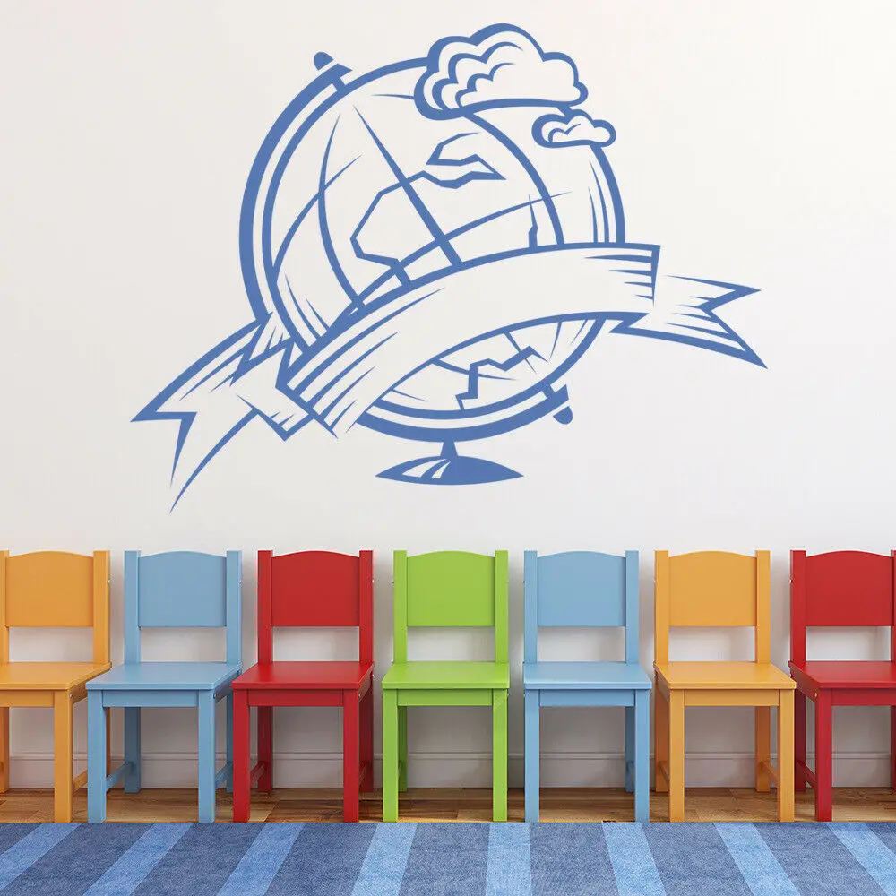 World Globe Wall Sticker Soggiorno Mappe Di Geografica Decalcomania Da Muro In Vinile Scuola Aula Decorazione Nursery Kids Room Decor W044