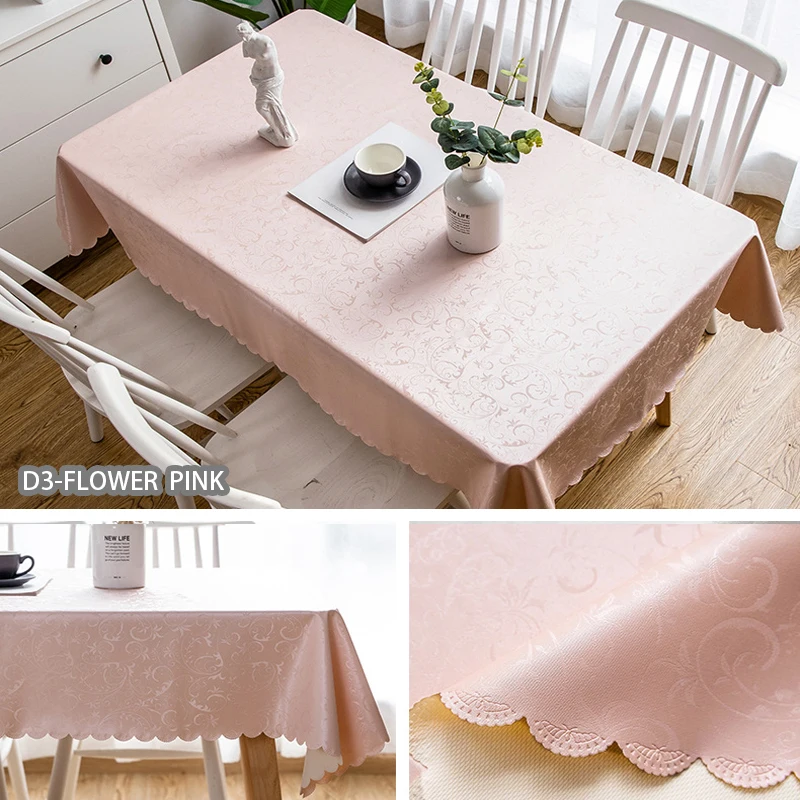 Flowers Pattern Tablecloth Waterproof Oilproof Home Decoration Rectangular Round Table Cover Beautiful Kitchen Table Cloth - Цвет: D3-Pink