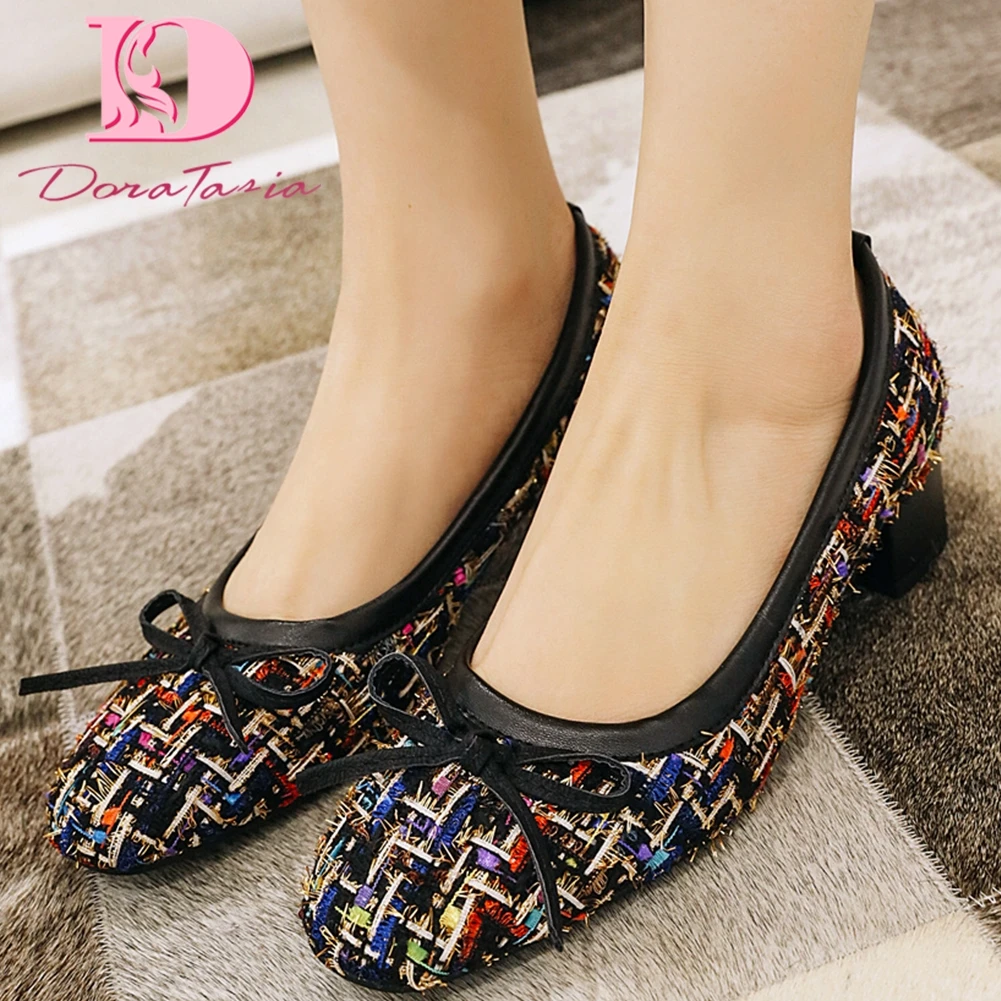 

Doratasia 2020 New Design Plus Size 34-48 Chunky Heels Office Lady Pumps Women Slip-On Chunky Heels Shoes Woman Pumps Female
