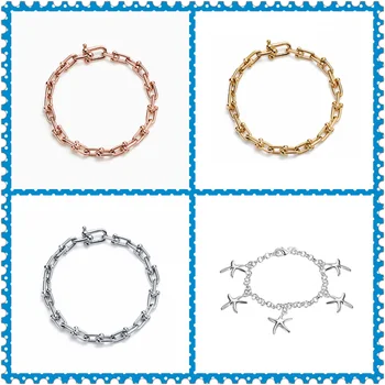 

SHINETUNG Original 100% S925 Graduated Link Starfish Trendy Bracelet Women Logo Luxury High-End Jewelry