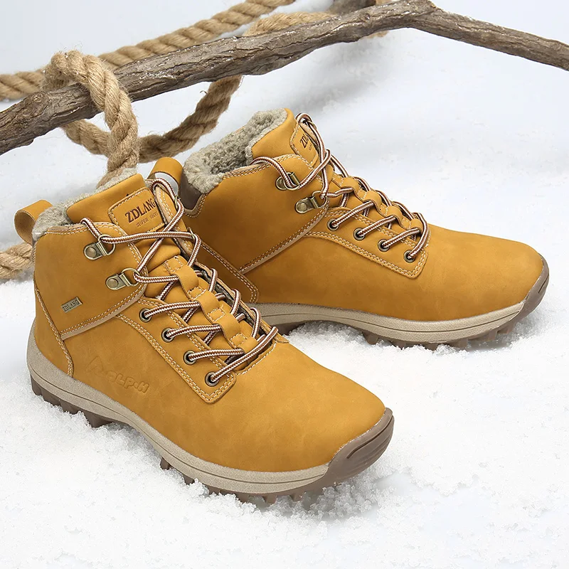 Jackshibo/мужские зимние ботильоны; уличная Водонепроницаемая повседневная обувь для мужчин и женщин; зимние теплые ботинки с меховой подкладкой; большие размеры