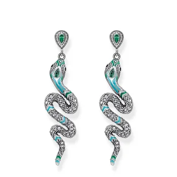 

Blue Snake Drop Earrings, 2020 Fashion 925 Sterling Silver Thomas Style Earring Ts Jewelry Bohemia Handcrafted Gift for Women