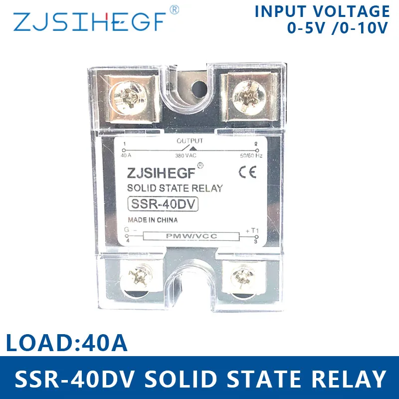 

40A SSR Input 0-5V/0-10VDC Single Phase SSR Solid State Relay SSR-40DV Voltage Type Voltage Regulator for Russian market