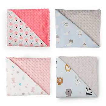 

4 Layers Baby Blanket with Dotted Backing Newborn Soft Minky Swaddle Wrap Bedding Covers