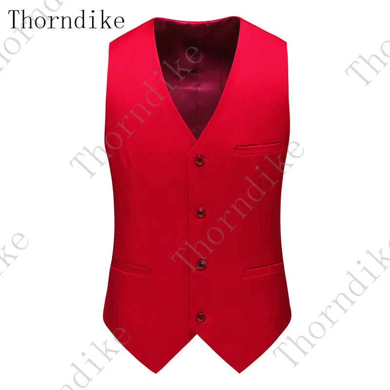 Red Thorndike, новинка, жилет для жениха, желтый, черный, Groomsmens, лучший мужской жилет, Азиатский Размер, M-6XL, однобортный, для свадьбы, выпускного, ужина, жилет - Цвет: Red