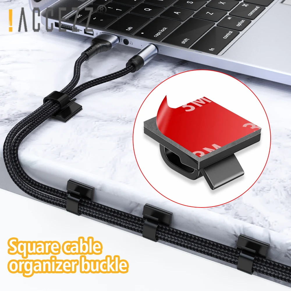 

!ACCEZZ 20pcs Mini Self-adhesive Cable Clips Organizer For Keyboard Mouse Headphone Car Home Desktop Wire Winder Management Clip