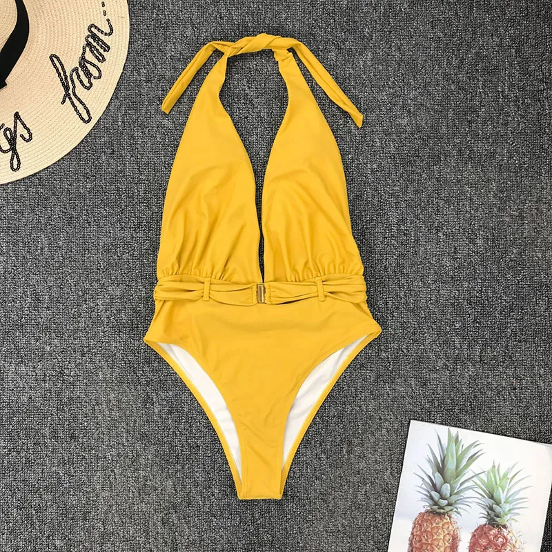 2020 пикантный слитный купальник однотонный женский боди купальный костюм пуш ап